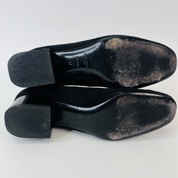 Saint Laurent Babies Block Heel Ankle Strap Pumps Black Suede Women’s Size 37 - Picture 11 of 14